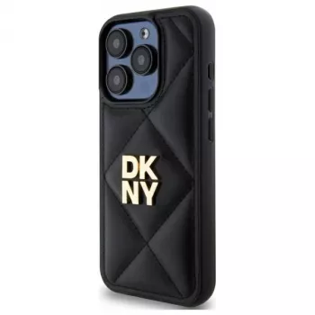 DKNY DKHCP15XPQDSLK Quilted Stack Logo Rückseitenhülle für Apple iPhone 15 Pro Max 6,7 inch Schwarz