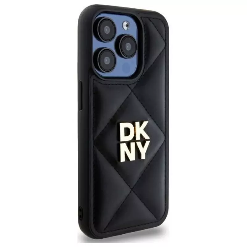 DKNY DKHCP15XPQDSLK Quilted Stack Logo Rückseitenhülle für Apple iPhone 15 Pro Max 6,7 inch Schwarz