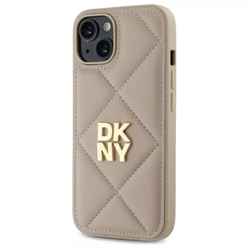 DKNY DKHCP14SPQDSLE Quilted Stack Logo Case für Apple iPhone 14 6,1 inch Beige