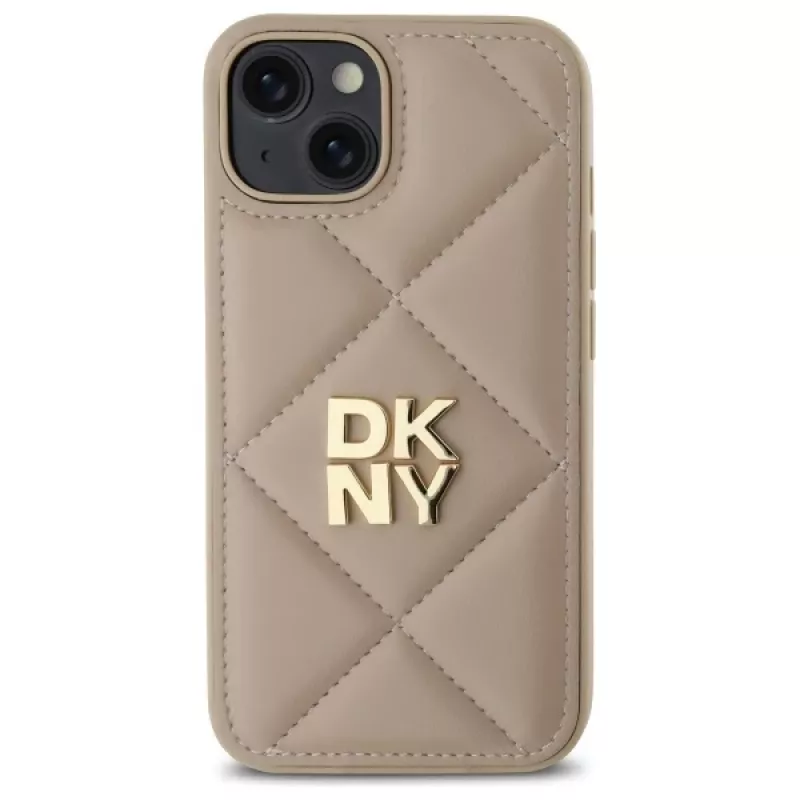 DKNY DKHCP14SPQDSLE Quilted Stack Logo Case für Apple iPhone 14 6,1 inch Beige
