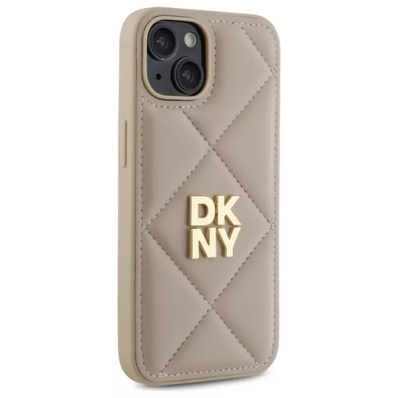 DKNY DKHCP14SPQDSLE Quilted Stack Logo Case für Apple iPhone 14 6,1 inch Beige