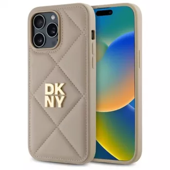 DKNY DKHCP14LPQDSLE Quilted Stack Logo Back Cover für iPhone 14 Pro 6,1 inch - Beige