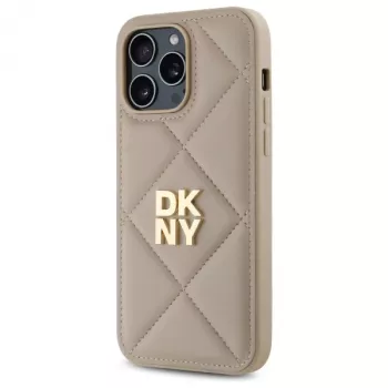 DKNY DKHCP14LPQDSLE Quilted Stack Logo Back Cover für iPhone 14 Pro 6,1 inch - Beige