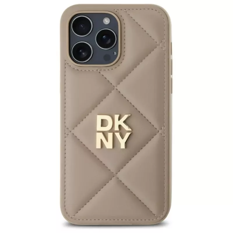 DKNY DKHCP14LPQDSLE Quilted Stack Logo Back Cover für iPhone 14 Pro 6,1 inch - Beige