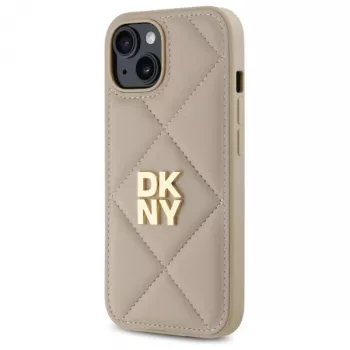 DKNY DKHCP15SPQDSLE Quilted Stack Logo Case für iPhone 15 6,1 inch Beige