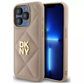 DKNY DKHCP15XPQDSLE Quilted Stack Logo Back Cover für Apple iPhone 15 Pro Max 6,7 inch Beige