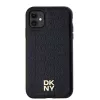 DKNY DKHMN61PSHRPSK iPhone 11 / XR 6,1 inch Black Hardcase Leder Monogramm-Muster Metall-Logo MagSafe