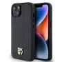 DKNY DKHMP14SPSHRPSK Hardcase Leder Monogramm-Muster Metall-Logo MagSafe für iPhone 13/14/15, Schwarz