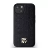 DKNY DKHMP14SPSHRPSK Hardcase Leder Monogramm-Muster Metall-Logo MagSafe für iPhone 13/14/15, Schwarz
