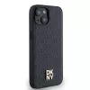 DKNY DKHMP14SPSHRPSK Hardcase Leder Monogramm-Muster Metall-Logo MagSafe für iPhone 13/14/15, Schwarz