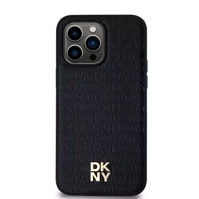 DKNY DKHMP14XPSHRPSK iPhone 14 Pro Max 6.7 Hardcase Leder Monogramm-Muster Metall-Logo MagSafe Schwarz