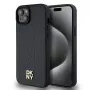 DKNY DKHMP15SPSHRPSK Hardcase für iPhone 15/14/13 6,1 Zoll Schwarz Lederoptik Metall-Logo MagSafe
