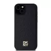 DKNY DKHMP15MPSHRPSK iPhone 15 Plus / 14 Plus 6,7 inch Black Hardcase Leder Monogramm-Muster Metall-Logo MagSafe
