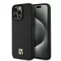 DKNY DKHMP15XPSHRPSK Hard Case für iPhone 15 Pro Max 6,7 inch Schwarz Leder Monogramm-Muster Metall-Logo MagSafe