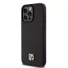 DKNY DKHMP15XPSHRPSK Hard Case für iPhone 15 Pro Max 6,7 inch Schwarz Leder Monogramm-Muster Metall-Logo MagSafe