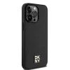 DKNY DKHMP15XPSHRPSK Hard Case für iPhone 15 Pro Max 6,7 inch Schwarz Leder Monogramm-Muster Metall-Logo MagSafe