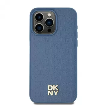 DKNY DKHMP15SPSHRPSB iPhone 15 / 14 / 13 6.1 Blau Hardcase Lederoptik Metall-Logo MagSafe