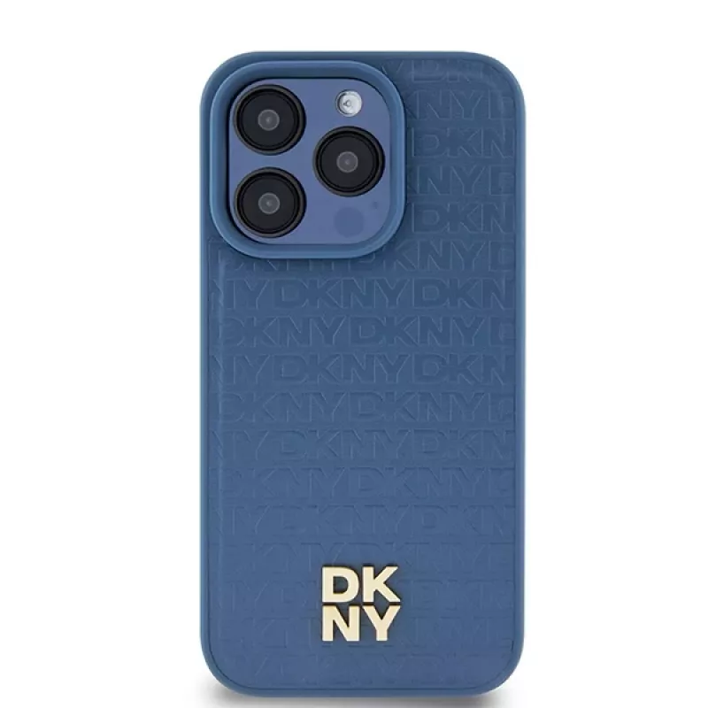 DKNY DKHMP15LPSHRPSB iPhone 15 Pro 6.1 Blau Hardcase Leder Monogramm-Muster Metall-Logo MagSafe