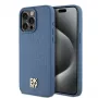 DKNY DKHMP15XPSHRPSB Hardcase Leder Monogramm-Muster mit Metall-Logo MagSafe für iPhone 15 Pro Max 6.7 Blau