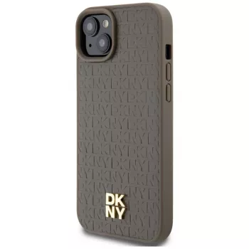DKNY DKHMP15MPSHRPSW Hardcase mit Lederoptik und Metall-Logo, MagSafe für iPhone 15 Plus / 14 Plus 6,7 inch Braun