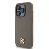 DKNY DKHMP15XPSHRPSW Hard Case für Apple iPhone 15 Pro Max 6,7 inch braunes Lederdesign mit Metall-Logo MagSafe