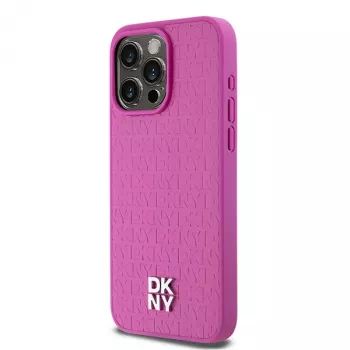 DKNY DKHMP15XPSHRPSP iPhone 15 Pro Max 6,7 inch Pink Hardcase Leder Monogramm-Muster Metall-Logo MagSafe