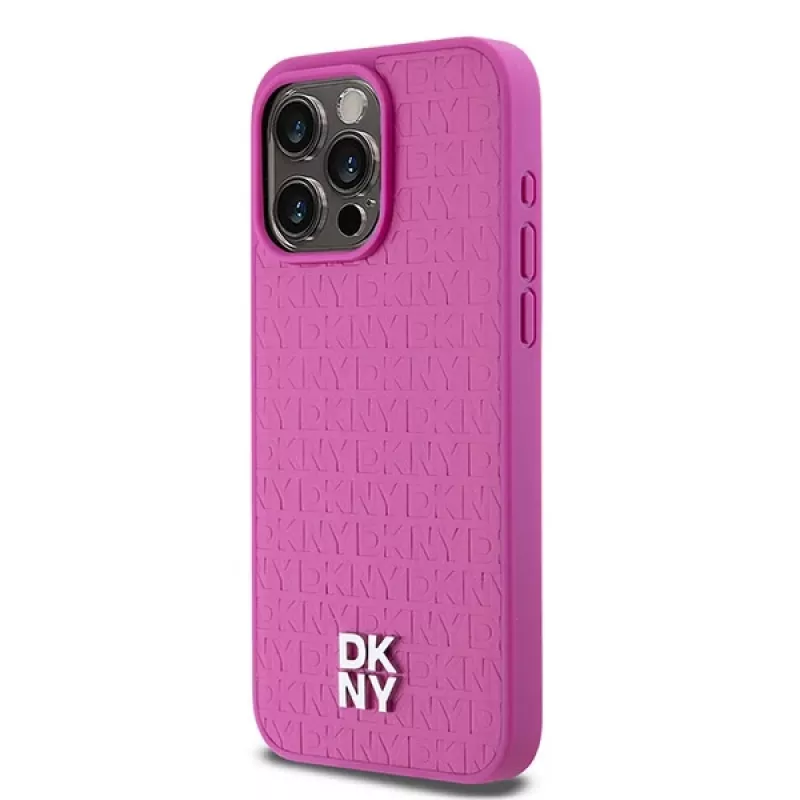 DKNY DKHMP15XPSHRPSP iPhone 15 Pro Max 6,7 inch Pink Hardcase Leder Monogramm-Muster Metall-Logo MagSafe