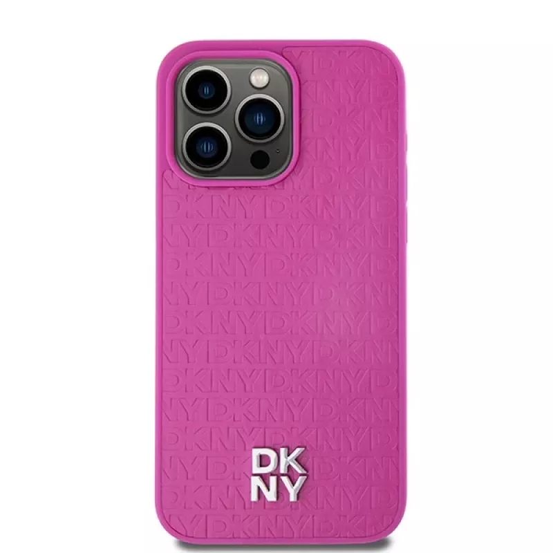 DKNY DKHMP15XPSHRPSP iPhone 15 Pro Max 6,7 inch Pink Hardcase Leder Monogramm-Muster Metall-Logo MagSafe