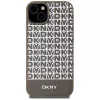 DKNY DKHMP15SPSOSPW iPhone 15 / 14 / 13 6,1 inch Braun Hardcase Leder bedrucktes Muster Metall-Logo MagSafe