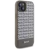 DKNY DKHMP15SPSOSPW iPhone 15 / 14 / 13 6,1 inch Braun Hardcase Leder bedrucktes Muster Metall-Logo MagSafe