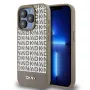 DKNY DKHMP15LPSOSPW iPhone 15 Pro 6,1 inch Hardcase Leder bedrucktes Muster Braun mit Metall-Logo MagSafe