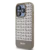 DKNY DKHMP15LPSOSPW iPhone 15 Pro 6,1 inch Hardcase Leder bedrucktes Muster Braun mit Metall-Logo MagSafe