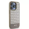 DKNY DKHMP15LPSOSPW iPhone 15 Pro 6,1 inch Hardcase Leder bedrucktes Muster Braun mit Metall-Logo MagSafe