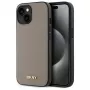 DKNY DKHMP15SPGHLME Hardcase für Apple iPhone 15 6,1 inch Beige Grained Metal Logo MagSafe