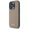 DKNY DKHMP15LPGHLME Hardcase für iPhone 15 Pro 6,1 inch Beige mit genarbtem Metall-Logo und MagSafe