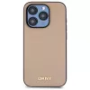 DKNY DKHMP15LPGHLME Hardcase für iPhone 15 Pro 6,1 inch Beige mit genarbtem Metall-Logo und MagSafe