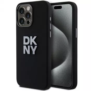 DKNY DKHCP15LSMCBSK Hardcase Liquid Silicone Case für Apple iPhone 15 Pro 6,1 inch Schwarz mit Metall-Logo