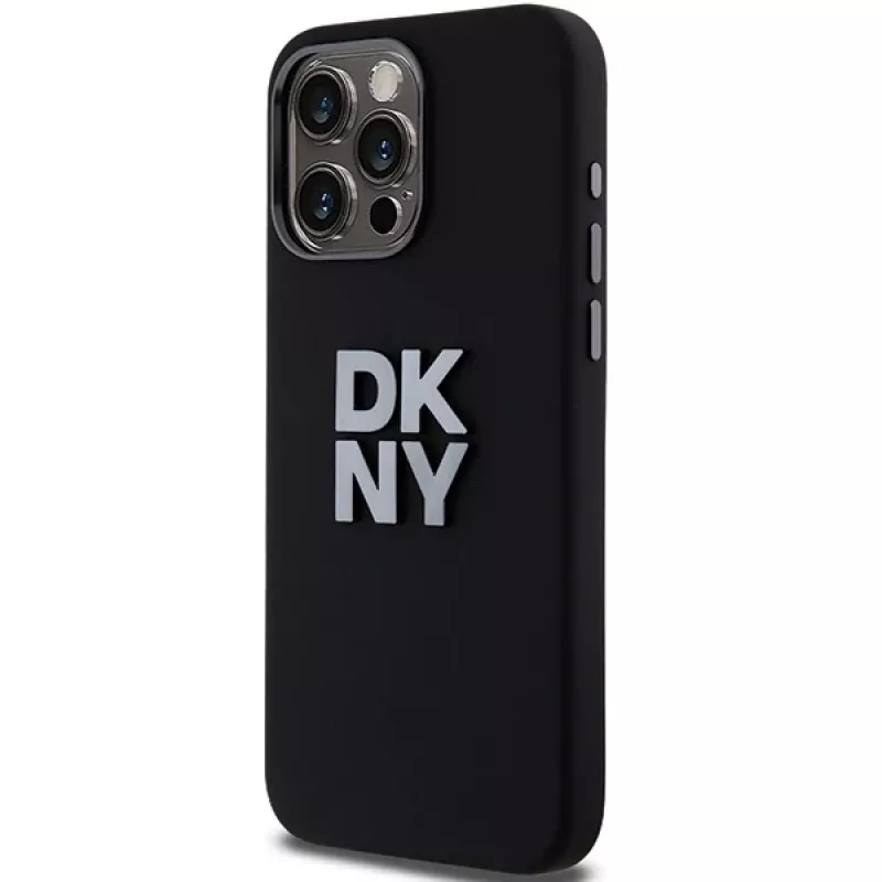 DKNY DKHCP15LSMCBSK Hardcase Liquid Silicone Case für Apple iPhone 15 Pro 6,1 inch Schwarz mit Metall-Logo