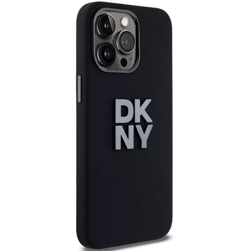 DKNY DKHCP15LSMCBSK Hardcase Liquid Silicone Case für Apple iPhone 15 Pro 6,1 inch Schwarz mit Metall-Logo