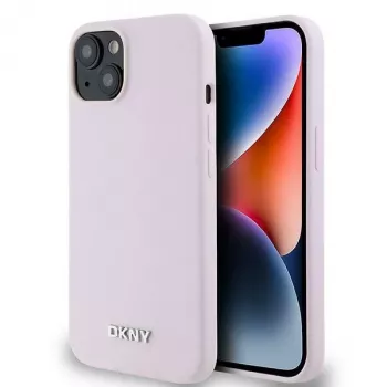 DKNY DKHMP14SSMCHLP Liquid Silicone Hardcase mit Metall-Logo MagSafe für iPhone 13/14/15 6,1 Zoll Pink