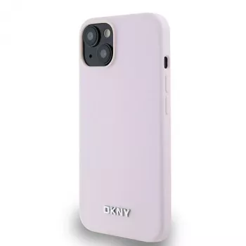 DKNY DKHMP14SSMCHLP Liquid Silicone Hardcase mit Metall-Logo MagSafe für iPhone 13/14/15 6,1 Zoll Pink