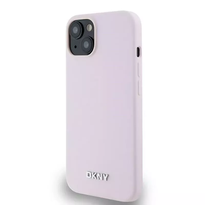 DKNY DKHMP14SSMCHLP Liquid Silicone Hardcase mit Metall-Logo MagSafe für iPhone 13/14/15 6,1 Zoll Pink