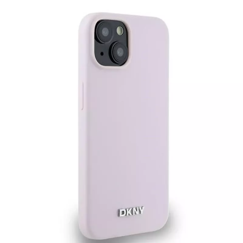 DKNY DKHMP14SSMCHLP Liquid Silicone Hardcase mit Metall-Logo MagSafe für iPhone 13/14/15 6,1 Zoll Pink