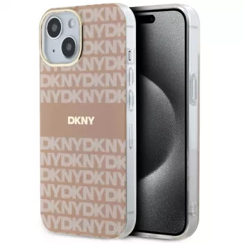 DKNY DKHMP14SHRHSEP Hardcase IML Mono & Stripe MagSafe für Apple iPhone 14 / 15 / 13 6,1 inch Pink