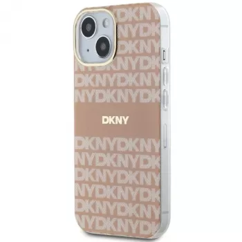 DKNY DKHMP14SHRHSEP Hardcase IML Mono & Stripe MagSafe für Apple iPhone 14 / 15 / 13 6,1 inch Pink
