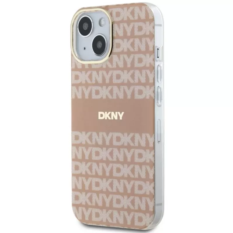 DKNY DKHMP14SHRHSEP Hardcase IML Mono & Stripe MagSafe für Apple iPhone 14 / 15 / 13 6,1 inch Pink