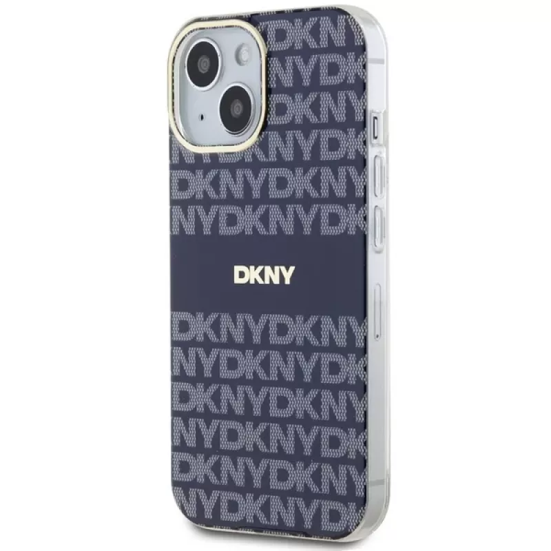 DKNY DKHMP15SHRHSEB Hard Case für iPhone 15/14/13 6,1 inch Blau Mono & Stripe IML MagSafe