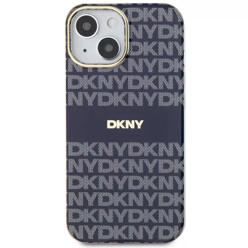 DKNY DKHMP15SHRHSEB Hard Case für iPhone 15/14/13 6,1 inch Blau Mono & Stripe IML MagSafe
