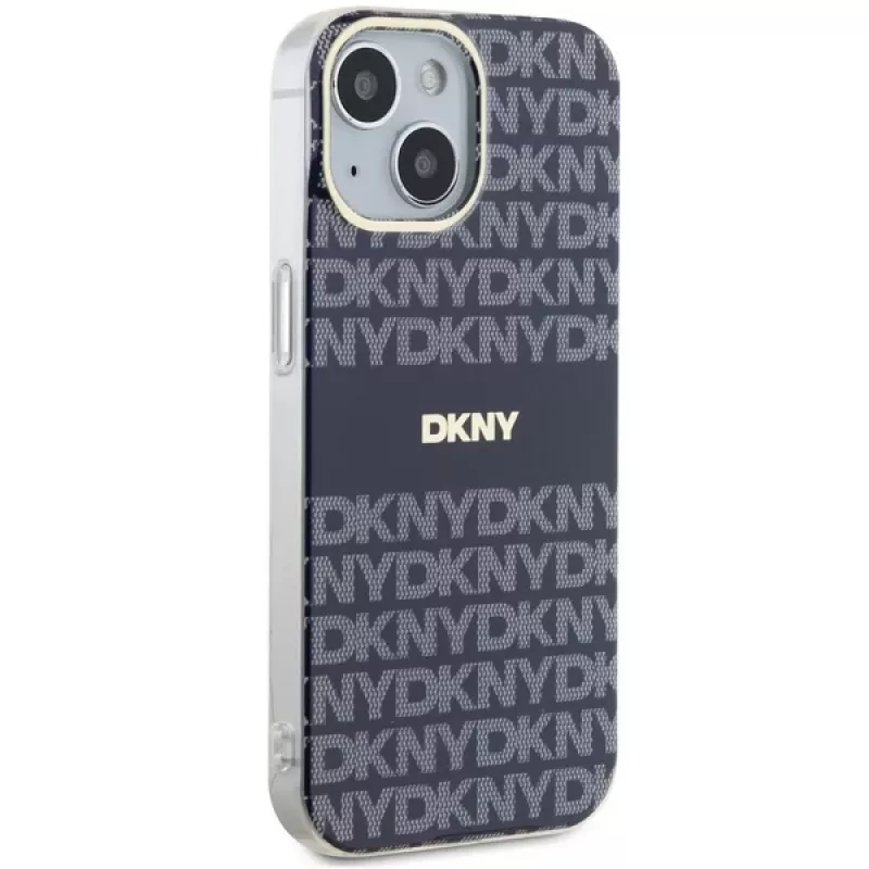 DKNY DKHMP15SHRHSEB Hard Case für iPhone 15/14/13 6,1 inch Blau Mono & Stripe IML MagSafe