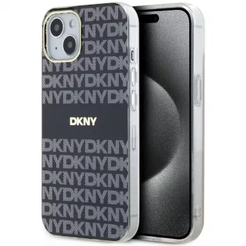 DKNY DKHMP15MHRHSEK Hard Case für iPhone 15 Plus / 14 Plus 6,7 inch Schwarz IML Mono & Stripe MagSafe